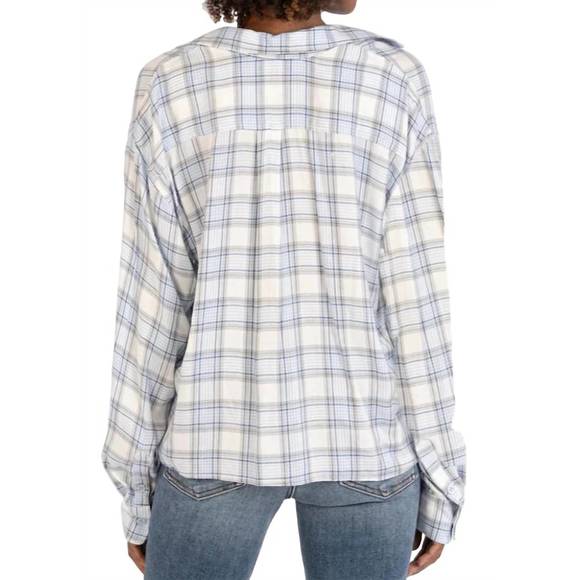 NEW KUT FROM THE KLOTH alcott crop button down in blue - Picture 3 of 3